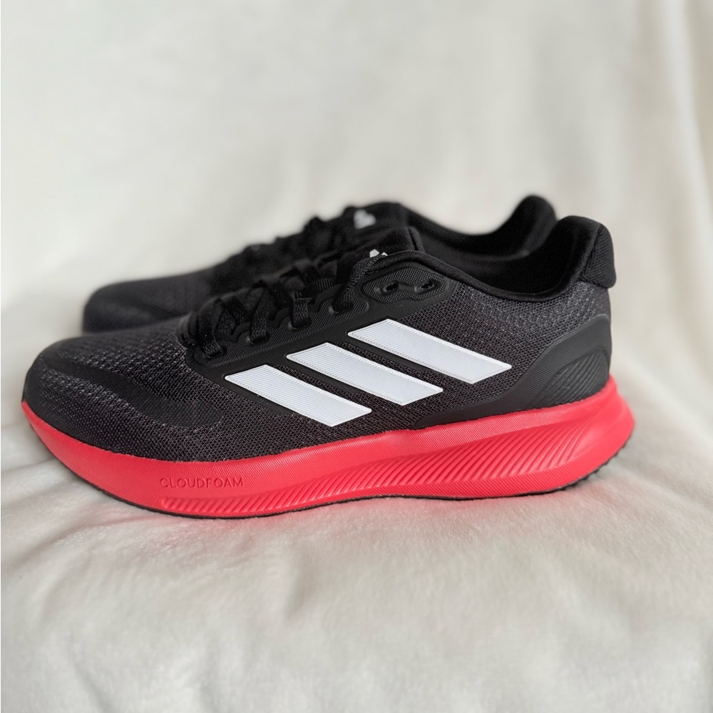 Adidas Runfalcon 5 J Youth GS Size 6 Black Red Athletic Running Shoes - Picture 3 of 10